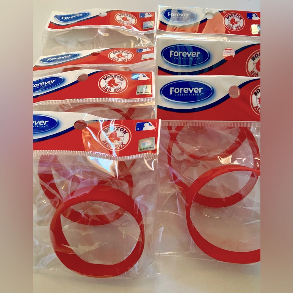 BNIP BOSTON RED SOX SILICONE BRACELETS - FOREVER COLLECTIBLES - SET OF EIGHT (8)